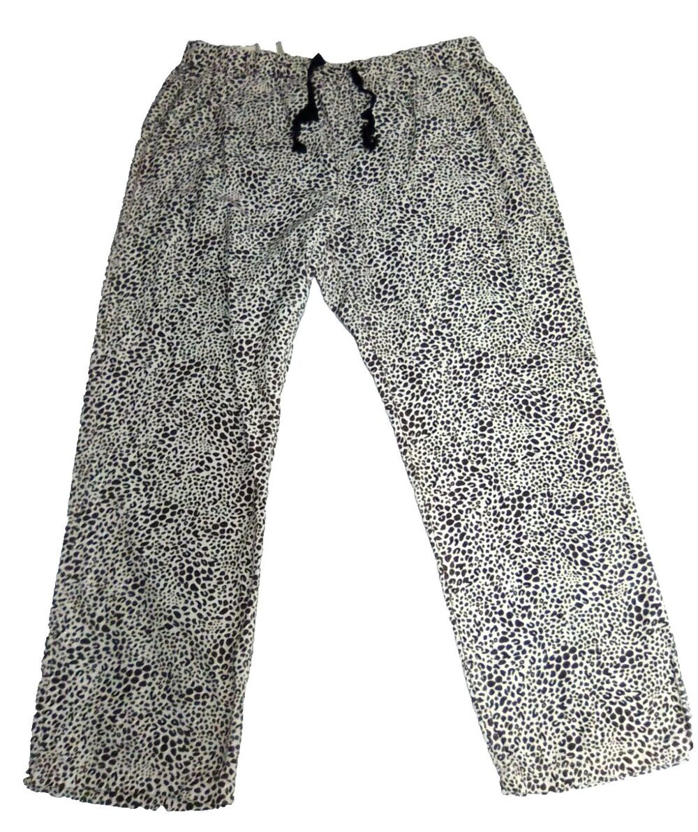 Land's End Women's Leopard Elastic Drawstring Waist Loose Fit PJ'S  Pants XLT